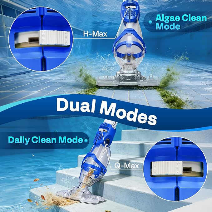 VIVOHOME 19.5GPM Handheld Pool Vacuum 75min Runtime 2.6L Filter | Powerful 40W Motor Suction Cordless Cleaner, Adjustable 8.2FT Pole for Above Ground & In-Ground Pools