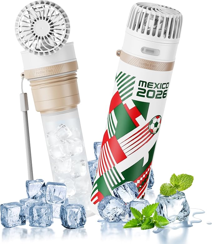2-in-1 Handheld Fan & Ice Therapy Cup, 7000 RPM Cooling Fan with Long-Lasting Cold Retention, Personal Fan & Reusable Cold Compress for Sports Recovery & Heat Relief, Mexico Theme