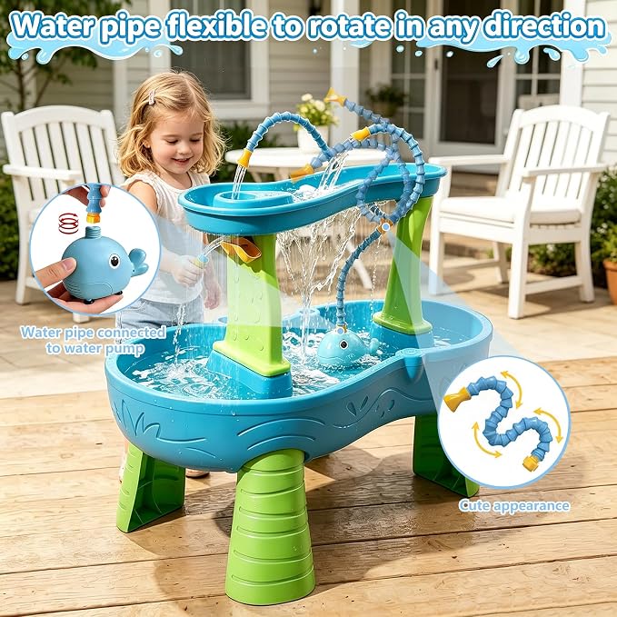 okcool Rechargeable Water Table Pump(Huge Water Output 8L/min),Kids Sand Water Play Pump,Whale-Shaped Design,Suitable for Most Water Table on Market for Maximum Fun in Water Table for Kids