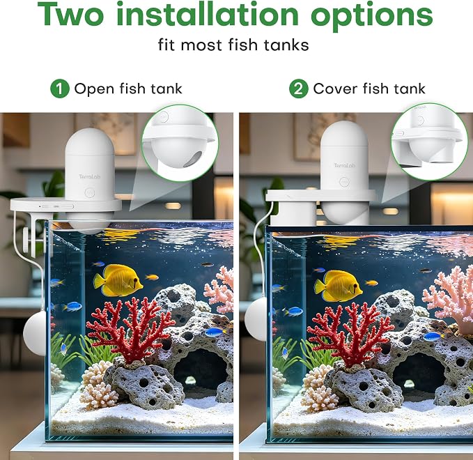 WiFi Automatic Fish Feeder for Aquariums and Home,Smart App Control & Monitor Auto Fish Food Dispenser with 2.5K HD Video and Timer,230ml Fish Feeder and for Betta,Turtle,Koi Tank,USB Powered