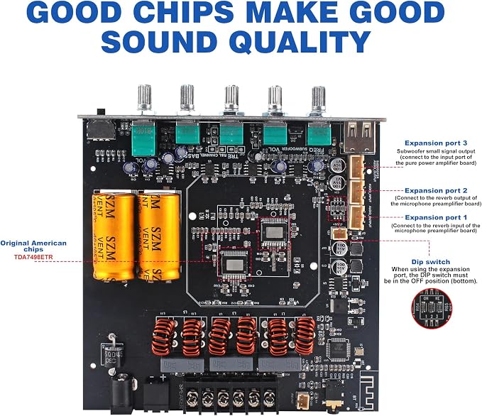 540W 2.1-Channel Mini Bluetooth Amplifier Board – 160W×2 + 220W Subwoofer, with TWS, FM/USB/AUX, IR Remote, DC15-36V, Deep Bass for DIY Speakers & Home Audio