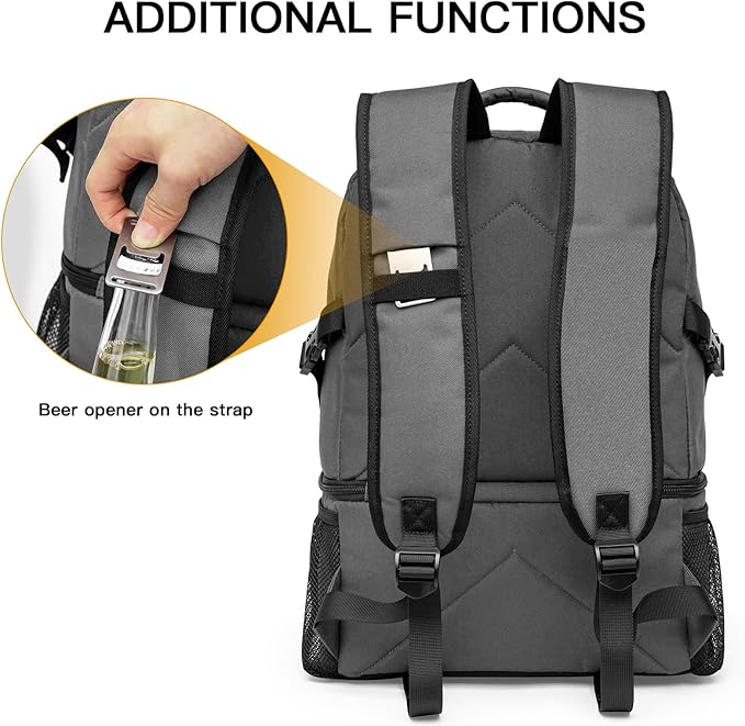 TUGUAN Insulated Cooler Backpack 38 Cans Double Deck Leakproof Lightweight Soft Lunch Backpack Small Cooler Bag Beach Picnic