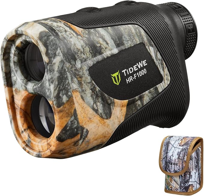 TIDEWE Hunting Rangefinder with Rechargeable Battery, 700/1000Y Camo Laser Range Finder 6X Magnification, Distance/Angle/Speed/Scan Multi Functional Water-Resistant Rangefinder with Case