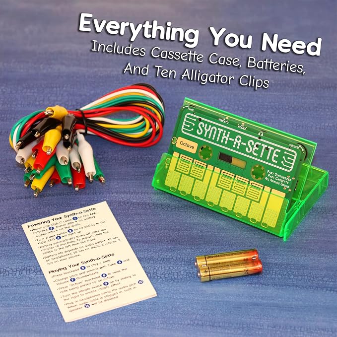 Synth-a-Sette: The Original Cassette Sized Analog Synthesizer. Play Melodies On The Go With This Pocket Synth Or Create Your Own Banana Keyboard Using Conductivity