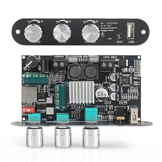 ZK-1001U Mono Amplifier Board with TWS, 100W Power Output, Vehicle Amplifier Wide Voltage Input 9-24V, Supports USB/AUX/Bluetooth