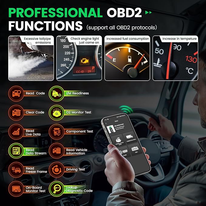 ANCEL HD200 Bluetooth Heavy Duty Truck Scanner, Speed Limit and Idle Reset for Cummins & Caterpillar Engines, J1939/J1708 Diesel Code Reader & All-System Diagnostic Tool, Lifetime Free Updates