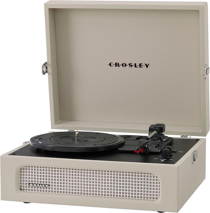 Crosley CR8017B-DU Voyager Vintage Portable Vinyl Record Player Turntable with Bluetooth in/Out and Built-in Speakers, Dune