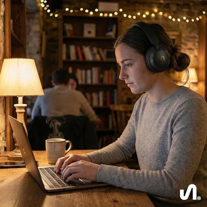 The Next Sound by Tiësto Noise Cancelling Headphones Wireless Bluetooth, MX41H Over Ear Headphones with Microphone, Hybrid ANC, 40H Playtime, Foldable Headset with AUX & Low Latency Gaming Mode