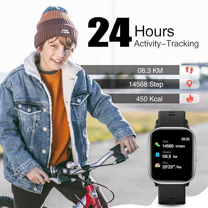meoonley Kids Watch for Girls Boys with IP68 Waterproof, Girls Watch with 19 Sports Modes, Sleep Tracking, Pedometer, Stopwatch, Kids Activity Tracker, Birthday Gifts for Girls Age 6-15 Years Old