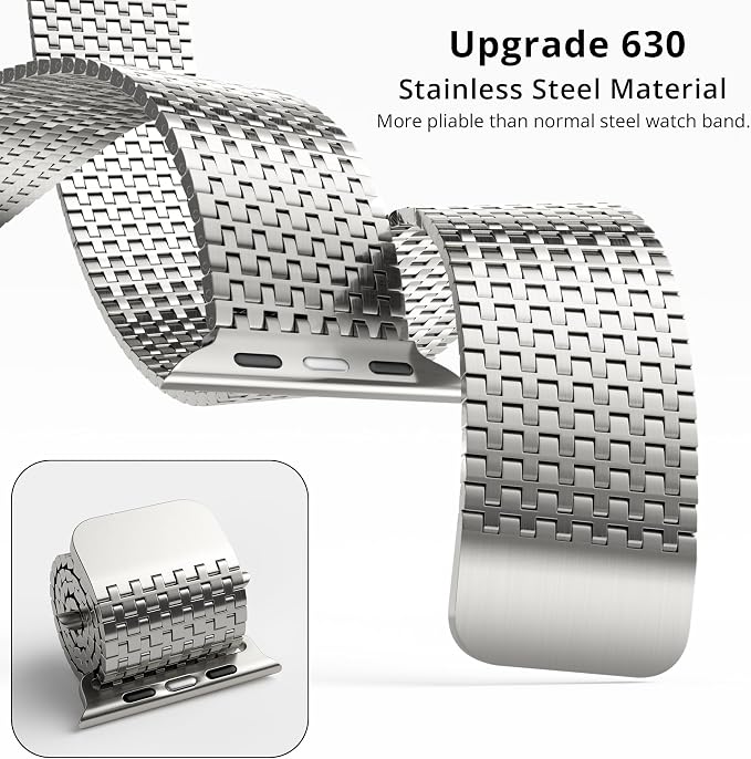 LULULOOK Milanese Mesh Loop Compatible with Apple Watch Band 49/46/45/44/42/41/40/38mm for Men Women, Stainless Steel Magnetic Buckle Strap for iWatch Ultra 3/2 Ultra Series 11 10 9 8 7 6 SE 5 4 3