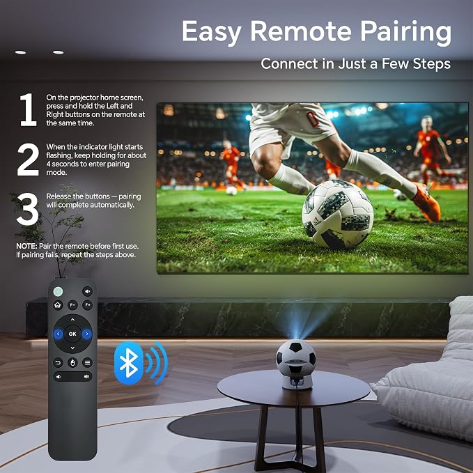 [Built in APP & Electric Focus] Smart Mini Projector with WiFi 6 & Bluetooth 5.4, Movie Projector for Bedroom Outdoor, Auto Keystone, 1080P Supported, Compatible with Smartphone HDMI USB