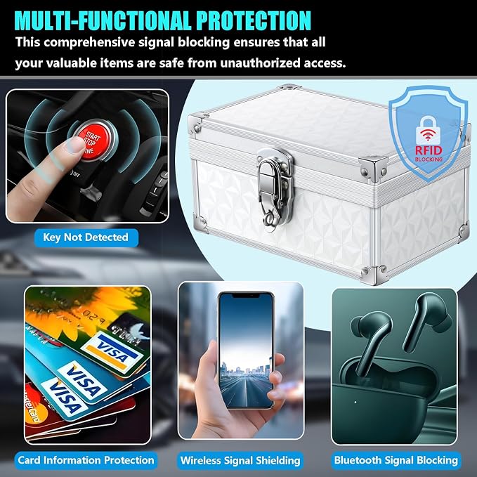 Faraday Signal Blocking Box for Car Keys, 3D Silver | Faraday Box for Car Keys, RFID Signal Blocking Box, Anti-Theft Shielding Cage, Large
