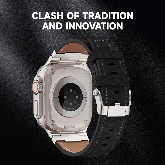 Vintage Genuine Leather Band for Apple Watch Ultra 49mm (2026 Upgrade), Rugged Replacement Strap Compatible with iWatch 46mm 45mm 44mm - for Men Women, Fit Ultra3/2/1, SE 3/2/1, Series11 10/9/8/7/6/5/4