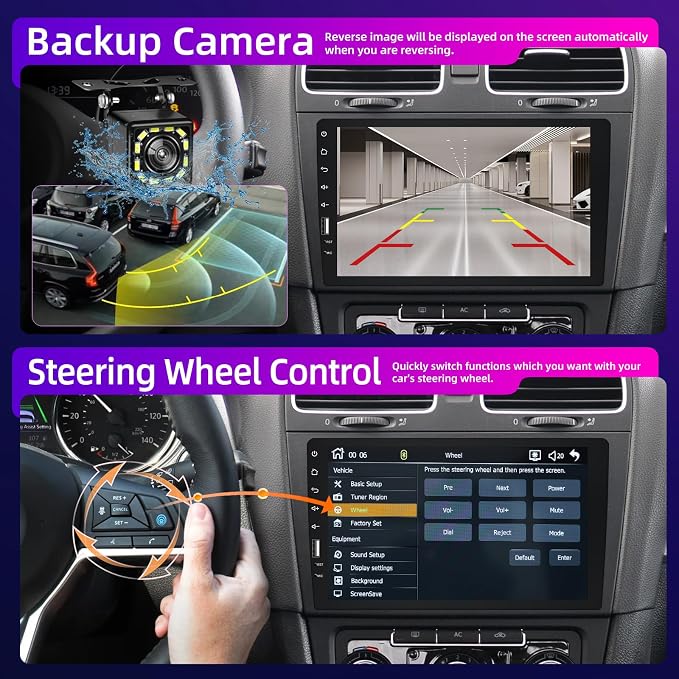 9inch Single Din Touchscreen Car Stereo Compatible with Apple Carplay and Android Auto, Bluetooth Car Radio with Backup Camera