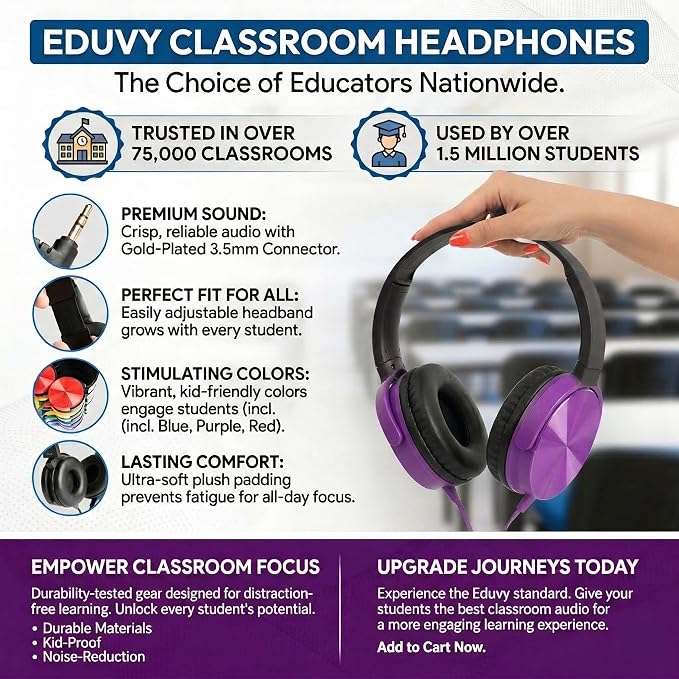 Bulk Headphones for Classroom, 12 Pack Durable Wired School Headphones for Students. Teacher Must Haves Supplies from Elementary to College (Mixed Color)