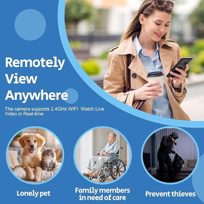 1080P WiFi Wall Outlet Camera with 45W Fast Charging, 4 AC Outlets, USB-C & USB-A Charging Ports, Remote Viewing Security Camera with Loop Recording, No Night Vision