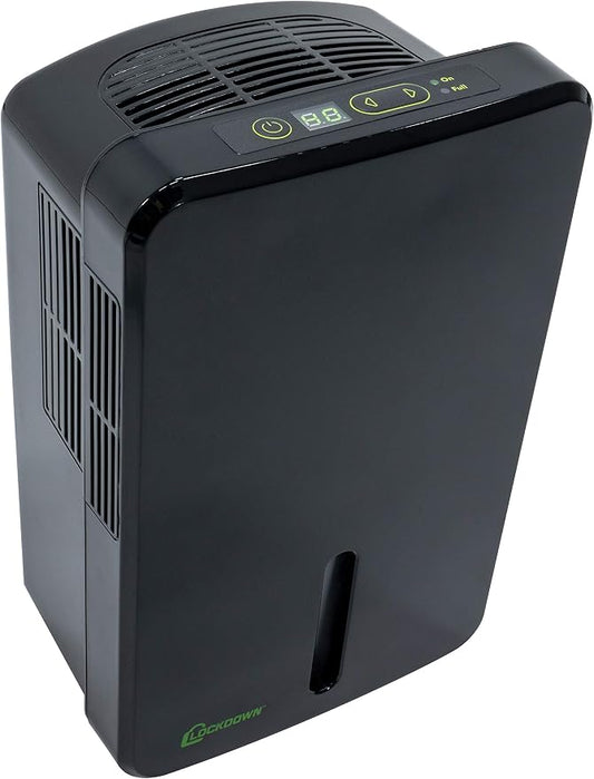 LOCKDOWN Automatic Dehumidifier with Quiet Operation, Drain Hose and Self Monitoring Controls for Humidity Control in Small Rooms, Safes and Closets
