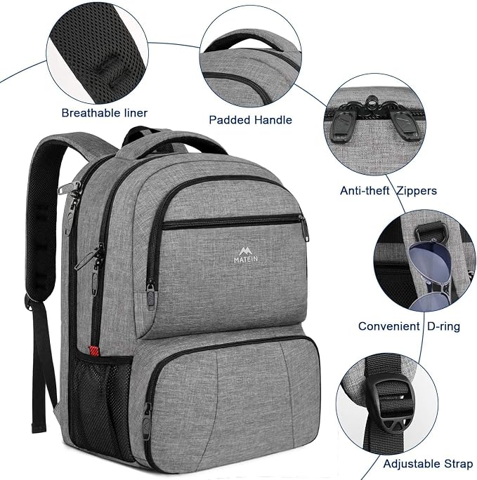 MATEIN Lunch Backpack, 17 inch Insulated Cooler Backpack with for Women Men, Water Resistant College Lunch Box Backpack with Laptop Compartment for Work Picnic Travel Beach, Gifts