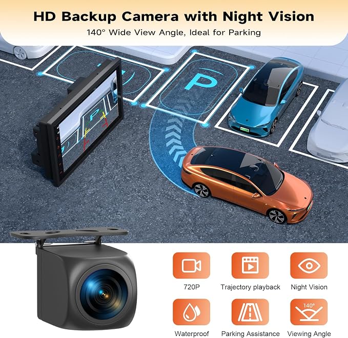 Haudio Wireless Double Din Car Stereo with Bluetooth, Wireless CarPlay and Android Auto, Backup Camera, GPS Navigation, Free APK Download and Deletion, FM, Voice Control, Mirror Link (9"-4G+64G)