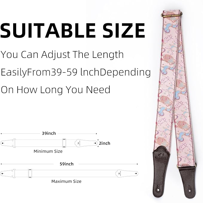 Guitar Strap, embroidery Jacquard Adjustable Guitar Straps for Acoustic/Bass/Electric Guitar, Includes Guitar Pick, Strap Button and Strap Lock, Constellation Gift (Aquarius)