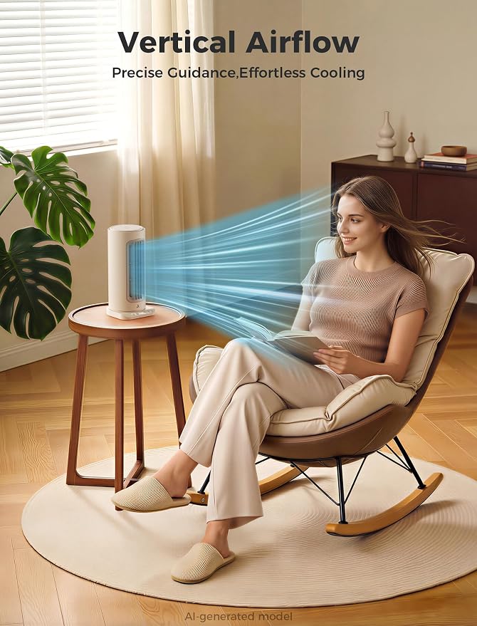 Aecooly Powerful Tower Fan for Bedroom,8000mAh Battery, 21H Max Cooling with Remote Control, 100 Speeds, 1-12H Timer, 60° Oscillation,11 Inch Portable Desk Fan for Home,Office - Beige