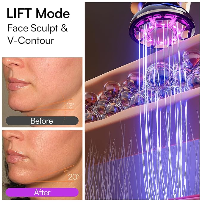 INIA Flare 3-in-1 Microcurrent Facial Device Red Light Therapy for Face and Neck Massager Tool with Heat & Vibration for Skincare Puffiness, Firming, Smoothing