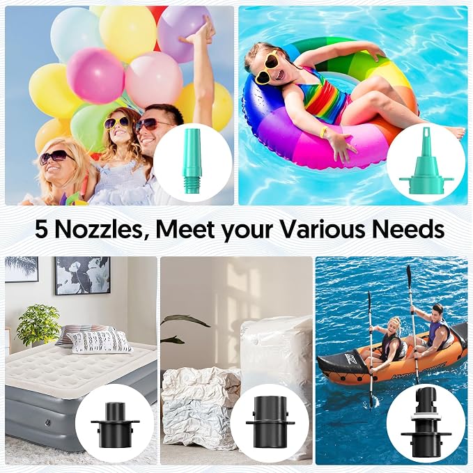 MAACOULD Electric Air Pump for Inflatables: Air Mattress Pump for Balloons Pool Floats Boat for Quick-Fill Inflator/Deflator - 400W 110V AC Inflatable for Gender Reveal Celebration Party Outdoor Home