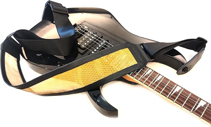 Dragon Crystal Mesh Black Gold Guitar Strap Body Strap Longer Wider Breathable Leather Ultra light Ultra thin High strength Suitable For Electric Bass Traditional Guitar Instruments