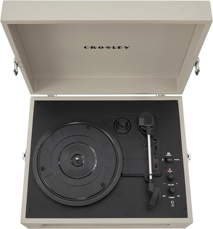 Crosley CR8017B-DU Voyager Vintage Portable Vinyl Record Player Turntable with Bluetooth in/Out and Built-in Speakers, Dune