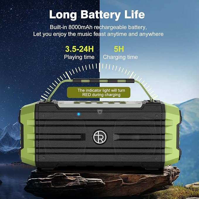 TOMPROAD Portable Bluetooth Speaker 120W Peak 80W Wireless Speakers, TWS Pairing, Deep Bass, Hi-Fi Loud Speaker, IPX6 Waterproof, DSP Sound Boombox for Outdoor, Camping, Party, Beach