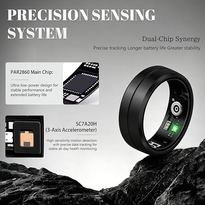 Smart Ring for Women Men, All-New Matte Scratch-Resistant Design, Health & Fitness Tracker for Sleep, Stress & Activity Monitoring, Long Battery Life, Waterproof, No App Fee, Gold 10