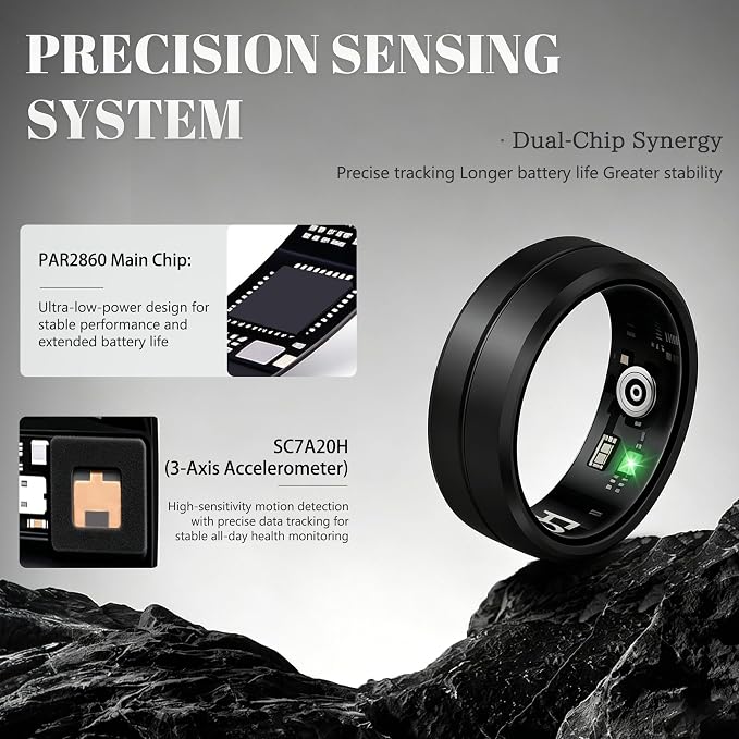 Smart Ring for Women Men, All-New Matte Scratch-Resistant Design, Health & Fitness Tracker for Sleep, Stress & Activity Monitoring, Long Battery Life, Waterproof, No App Fee, Rose Gold 10