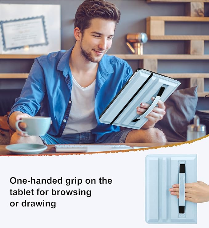 DTTO Rotating Case for iPad 6th / 5th Generation 9.7 Inch 2018/2017, iPad Air 2 / Air 1 Case, 360 Degree Swiveling Premium Leather Folio Stand Cover with Pencil Holder - Auto Wake/Sleep, Ice Blue