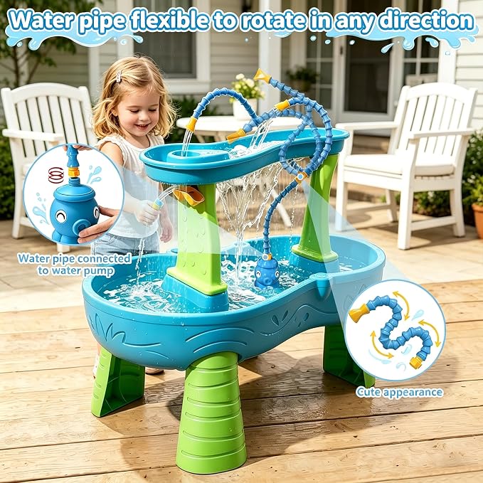 okcool Rechargeable Water Table Pump with Huge Water Output,Water Flow Rate up to 8L/min (2.11 GPM),Kids Sand Water Play Pump,Octopus-Shaped Design,Suitable for Most Water Table on the Market