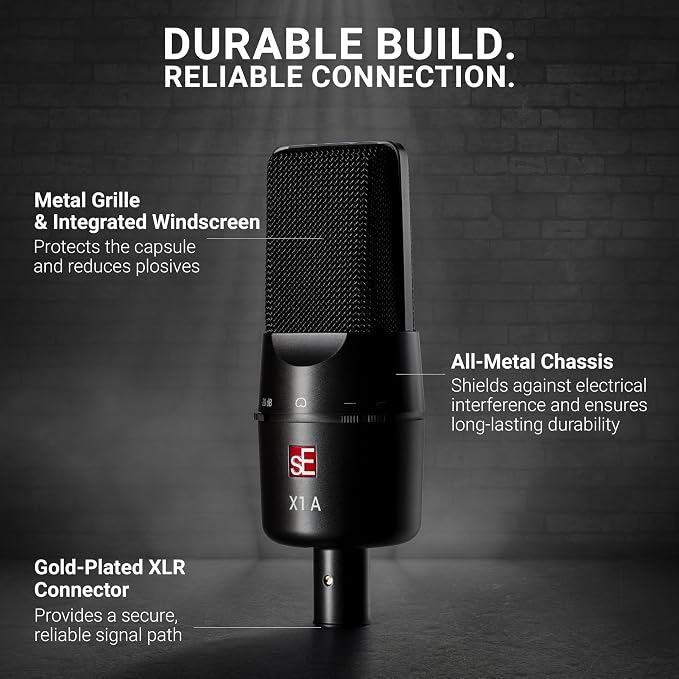 SE ELECTRONICS X1 A Large Diaphragm Condenser Microphone with 100 Hz Filter & -20 dB Pad - XLR Condenser Mic for Singing & Instruments - Professional Studio Microphone for Recording & Podcasting