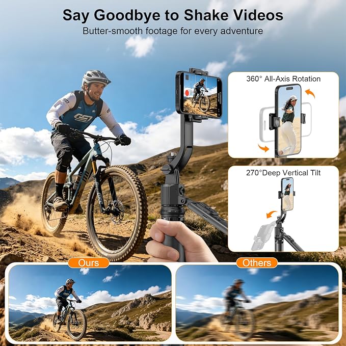 63" Phone Tripod with Auto Face Tracking, 360° Rotation Selfie Stick Tripod for iPhone & Action Camera, Detachable Phone Holder & Wireless Remote, Portable Tripod for Video Recording/Vlogging/Live