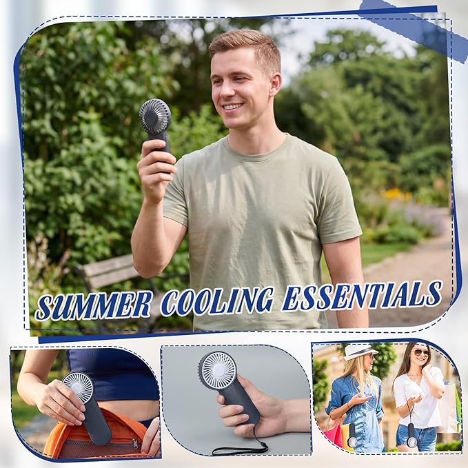 Sumind 12 Pcs Small Personal Portable Fan Mini Handheld Bulk 1 Speed Electric Cute Battery Powered for Neck Lash Makeup Women Men Travel Camping Indoor Outdoor Summer (Dark Gray)