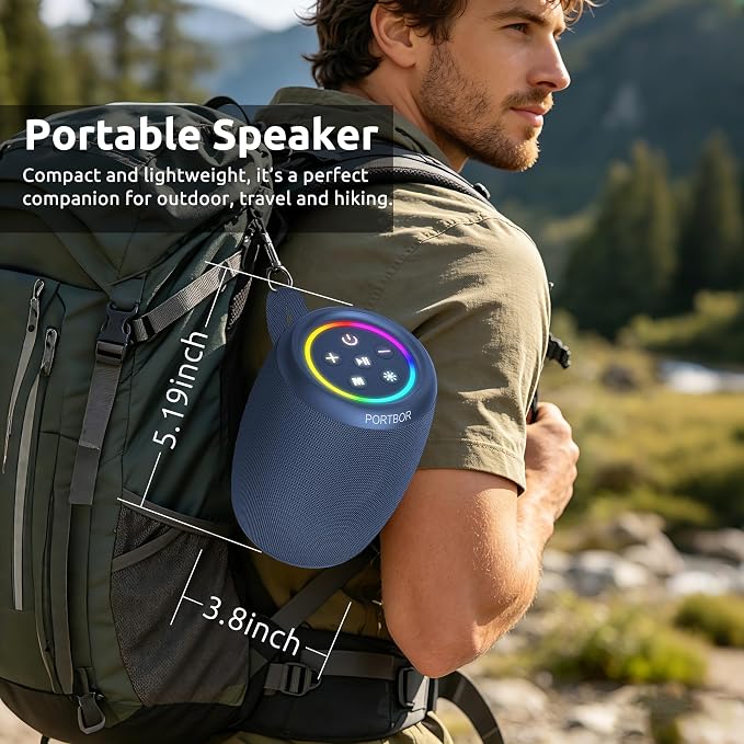 Bluetooth Speaker, Portable Wireless Speaker with Stereo Loud Sound, BT5.3, IPX5 Waterproof, TWS Pairing, for Outdoor Home Party Beach Camping, Electronics, Holiday Birthday Gift