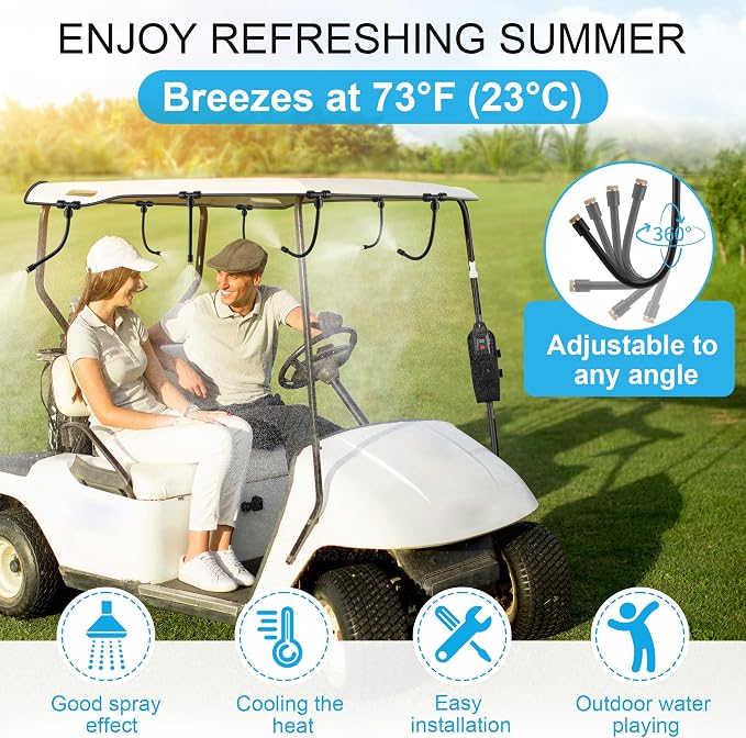 6 Gallon Portable Misting System, 30FT Cooling Misters with Water Mister Pump Foldable Bucket 8 Mist Nozzles for Outdoor Patios, Golf Carts, Greenhouses, Canopy, Camping, Hiking(Blue)