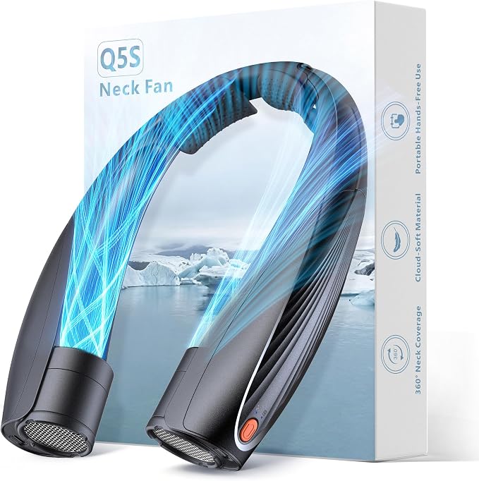 Portable Neck Fan, Max 20H, Rechargeable Personal Fan with 6000mAh Battery, 360° Cooling, 6 Speeds Hands-Free Wearable Fan, Gifts for Men, Women, Travel, World Cup, Outdoor
