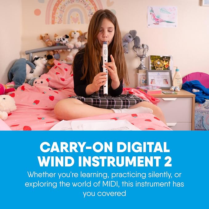 Carry-on Digital Wind Instrument 2 - Lightweight and Rechargeable - 10 Instrument Voices - Built-In Speaker and MIDI over Bluetooth for Performances and Practice Anywhere - White