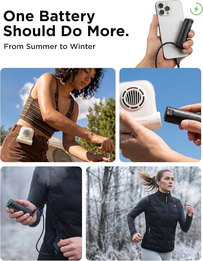 InoKraft Portable Fan Rechargeable for Hiking & Camping, Clip-On Waist Fan with Swappable 4Ah Rechargeable Battery, 49 ft/s Turbo Airflow, Up to 13H+ Runtime