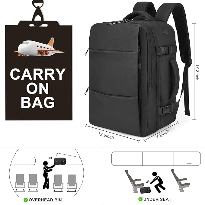 DEYACE Travel Backpack for Men Women, TSA Approved Carry On Backpack Personal Item Size Airplane Approved Weekender Bag, Water Resistant Lightweight Laptop Daypack for Flight