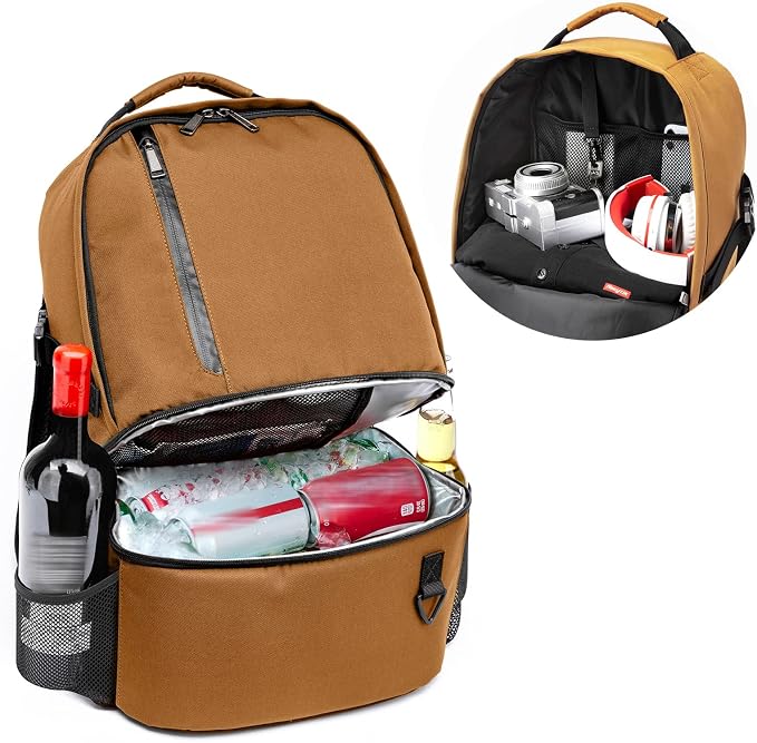 TUGUAN Insulated Cooler Backpack 38 Cans Double Deck Leakproof Lightweight Soft Lunch Backpack Small Cooler Bag Beach Picnic