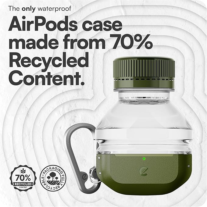 Keybudz for Waterproof AirPods Pro 3 Case with Lock - IP68 Waterproof and Dust Proof, Shockproof Protector, Heavy Duty Rugged Protection, Drop Proof Hard Cover for AirPods Pro 3rd Gen (Forest Green)