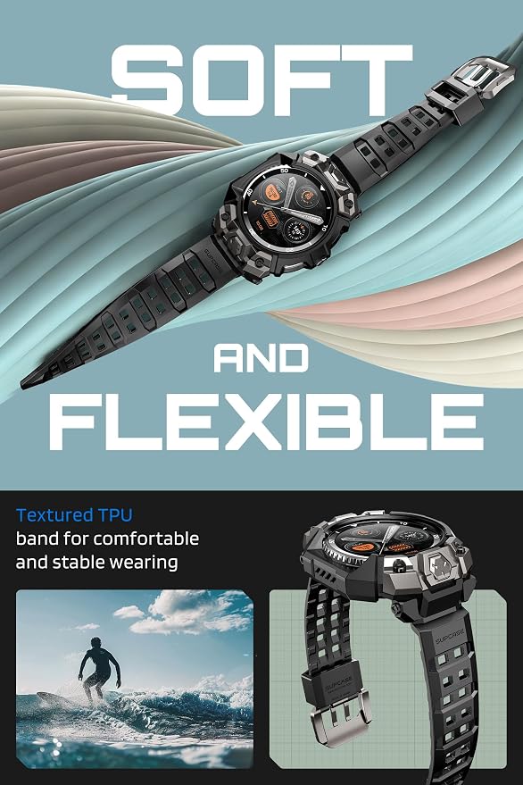 SUPCASE for Samsung Galaxy Watch 8 Classic 46mm Case with Band (Unicorn Beetle Ore), [2 Pack Screen Protector] Rugged Protective Cover with Adjustable Strap Band, Black