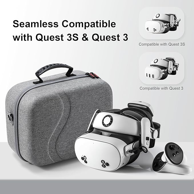 STARTRC GAMES Large Carrying Case for Meta Quest 3/Quest 3S, Hard Travel Case for BOBOVR S3 Pro/Kiwi Design Battery Head Strap and Other Accessories, Storage Case and Soft Lining for Quest 3S