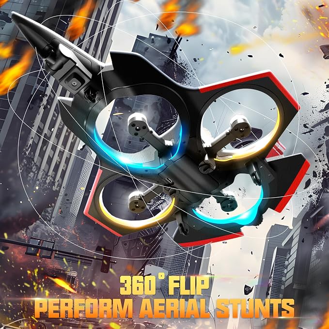 BEZGAR Brushless RC Plane with Camera | 2.4GHZ Remote Control Airplane, 6-axis Gyro Stunt Plane for Kids, RC Helicopter, 360°Flip Jet Fighter for Beginners with LED Navigation Lights