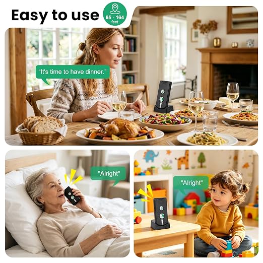 2 Way Intercoms Wireless for Home Office, with 5 Level Volume, Home Voice Bidirectional Caller Home, Portable Wireless Intercom System, with Charging Base, Elderly & Kids Room Communication
