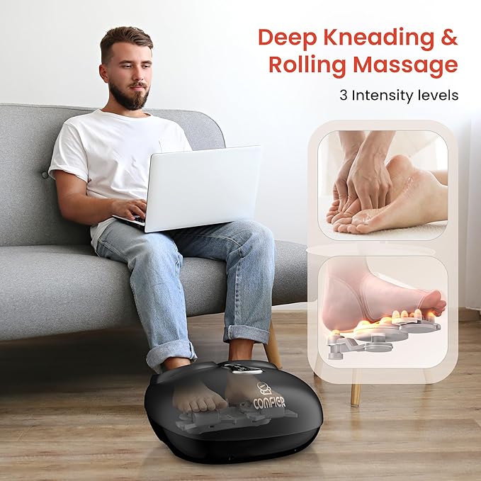 COMFIER 2026 Upgrade shiatsu Foot Massager for Neuropathy,Plantar Fasciitis with Heat,Remote Control,Pause Function, feet Massager with Compression,Vibration,Mothers Day Gift for Mom, Size 13